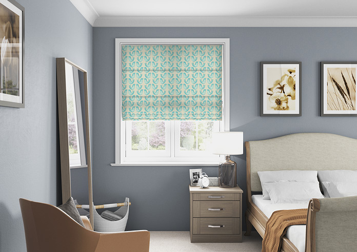 Scandi Birds, Aqua - Roman Blind - Image 5